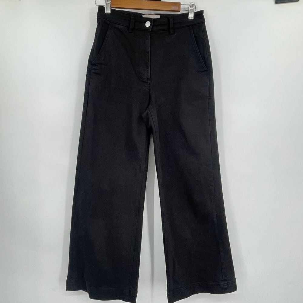 Everlane Black Wide Leg High Rise Waist Cropped Denim Pants Size 4